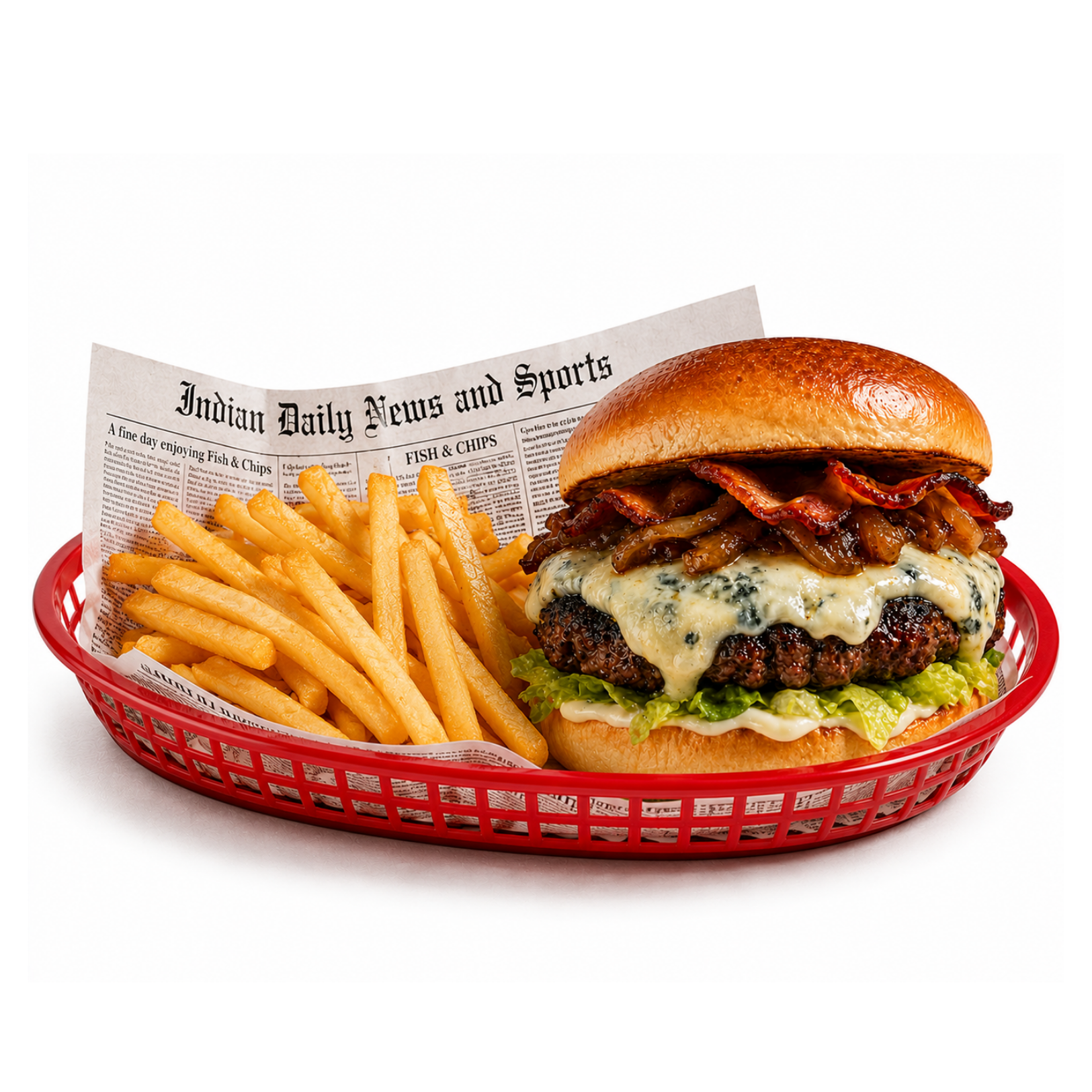 Hamburguesa Blue Cheese de Randy's Burger con papas fritas